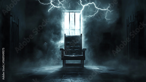 Electric chair in a jail room created by