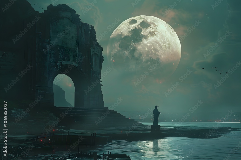 Enigmatic Ruins Under a Full Moon Enigmatic Ruins Under a Full Moon