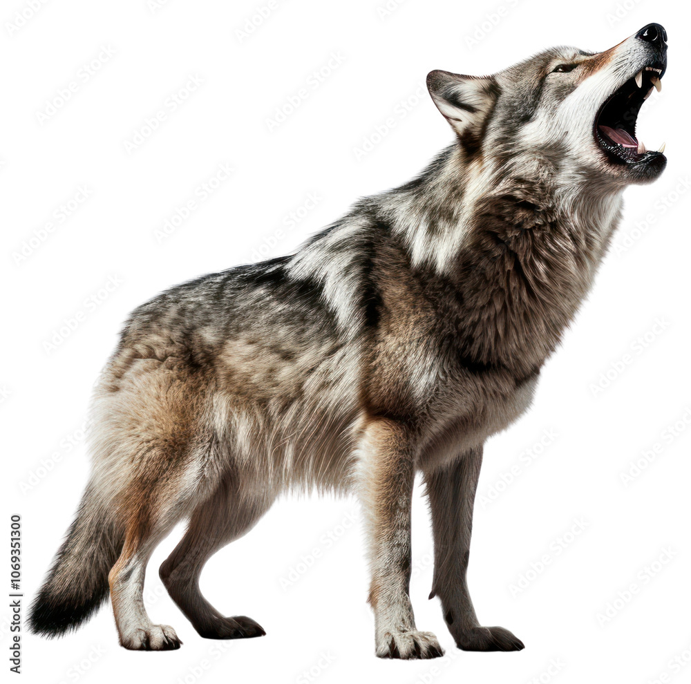 Fototapeta premium PNG Wolf howling wildlife animal mammal.