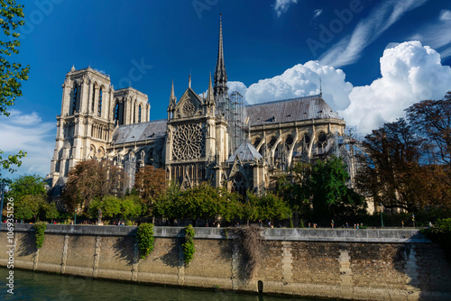 .photograph of the notre dame cathedral in paris,