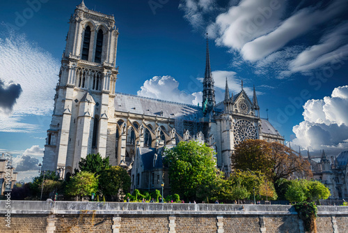 .photograph of the notre dame cathedral in paris,