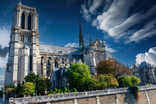 .photograph of the notre dame cathedral in paris,