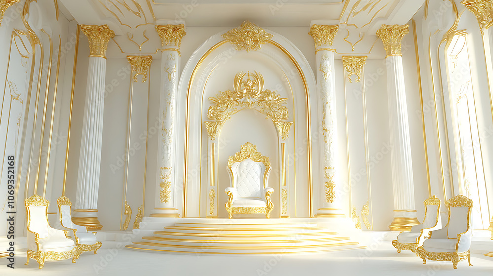 Royal Throne Room in white and gold color - Royal Throne Room in white and gold color -