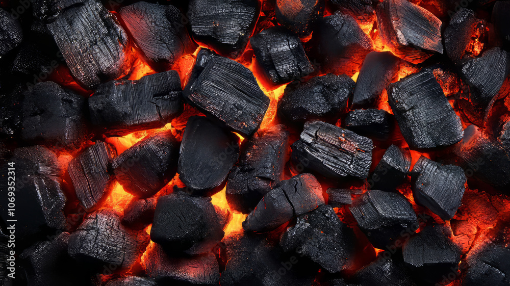 Glowing charcoal embers with intense heat Glowing charcoal embers with intense heat