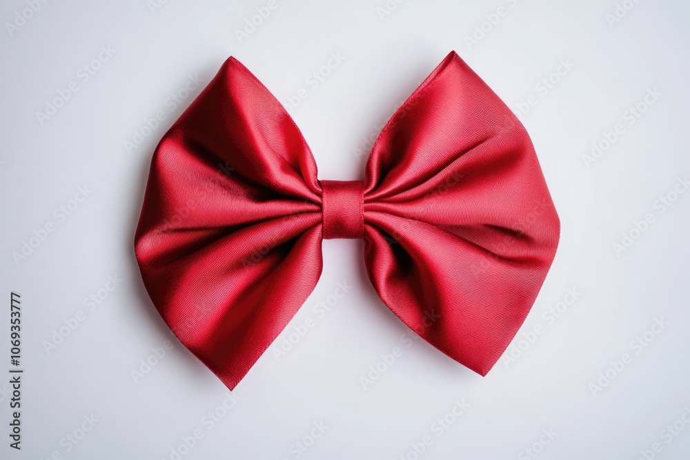 A single red bow tie sitting on a white surface A single red bow tie sitting on a white surface