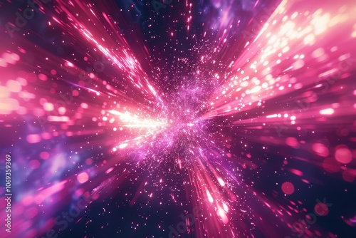 Wallpaper Mural Pink and White Light Streaks with Glitter in the Dark Torontodigital.ca