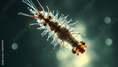 Microscopic view of plankton isolated with white highlights, png photo