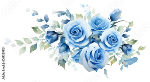 PNG Blue rose bouquet border flower plant inflorescence.