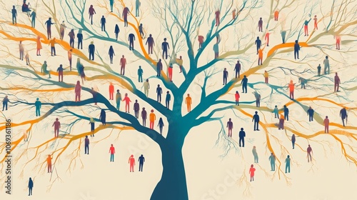 Illustration of people as tree branches; nature-inspired community concept