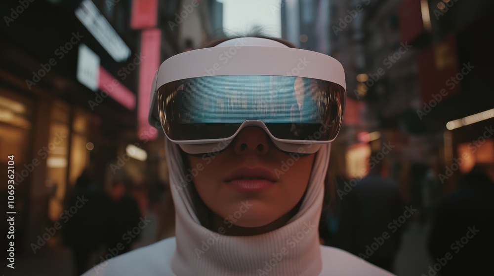 Futuristic technology: smart glasses in a bustling urban environment Futuristic technology: smart glasses in a bustling urban environment