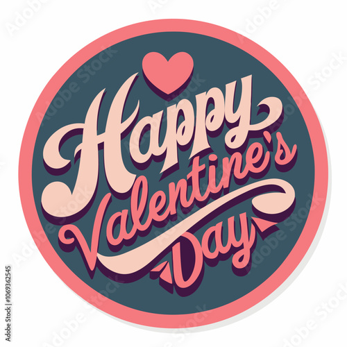 Bright stickers with love: "Happy Valentine's Day" for your decor.