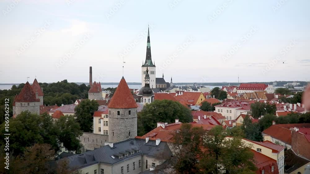 Scenic view of the old town in Tallinn, Estonia. Old Town of Tallinn preserved its Medieval origin, most of the buildings were built during 13-16 centuries. Scenic view of the old town in Tallinn, Estonia. Old Town of Tallinn preserved its Medieval origin, most of the buildings were built during 13-16 centuries.