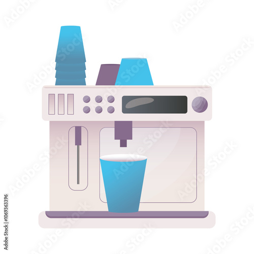 Kitchen dishwasher machine in flat design. Household electronic appliance. Vector illustration isolated.