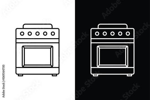 Electric oven vector kitchen icon on White Background Vector Art Illustration on white background.	