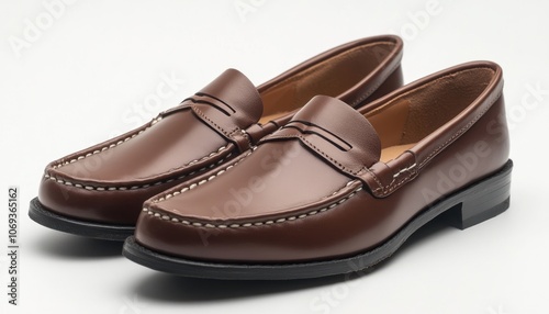 Wallpaper Mural Stylish brown leather loafers on a plain background for casual or formal wear Torontodigital.ca
