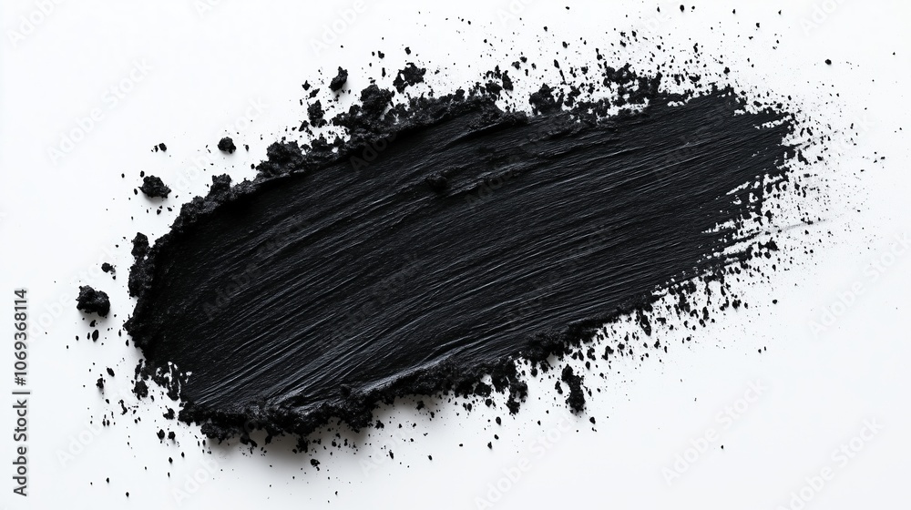 Rough black paint smear with grainy texture on white background Rough black paint smear with grainy texture on white background