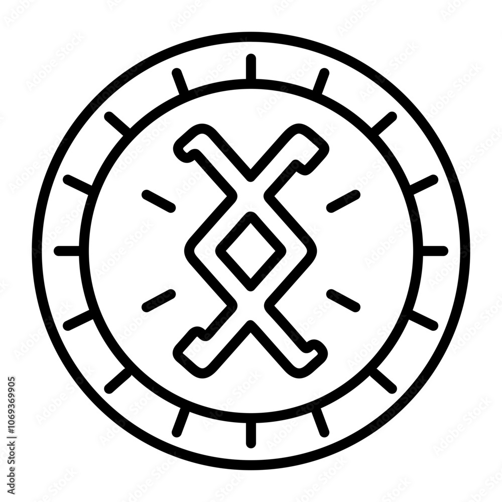 Inguz rune icon in linear style Inguz rune icon in linear style