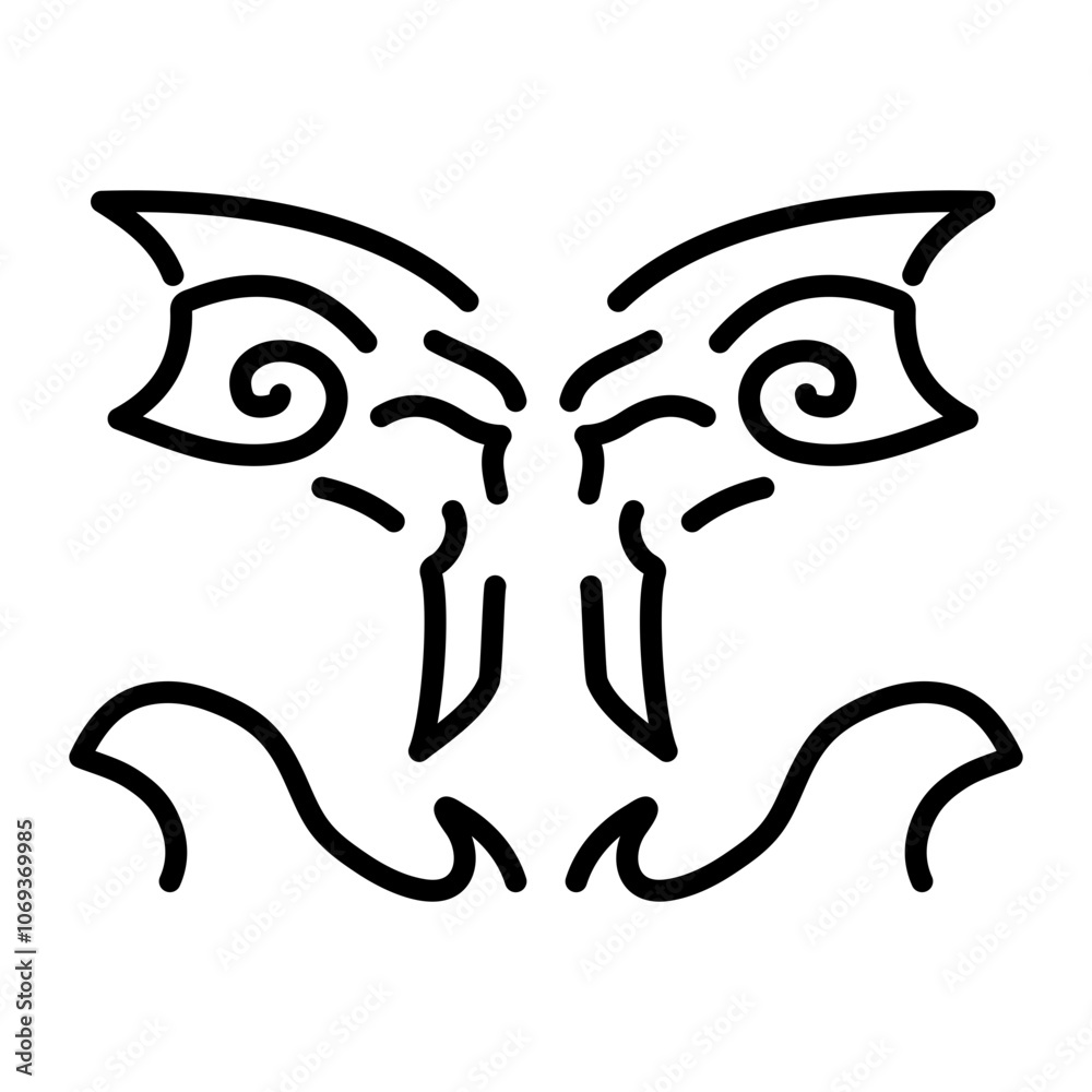 A linear icon of whale tail tattoo A linear icon of whale tail tattoo