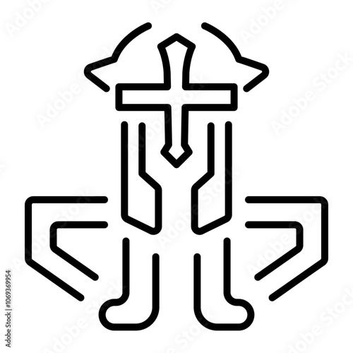 A linear icon of thor hammer tattoo 