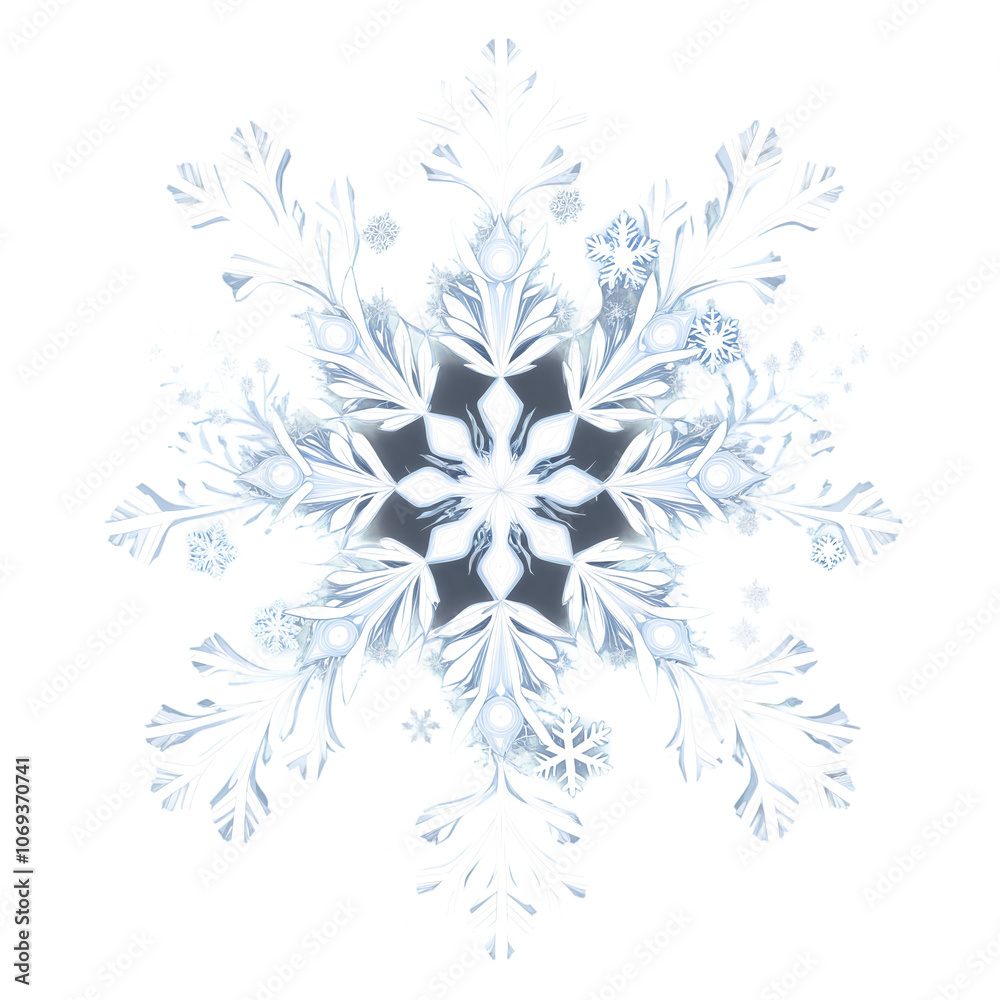 Blue snowflake pattern on a transparent background