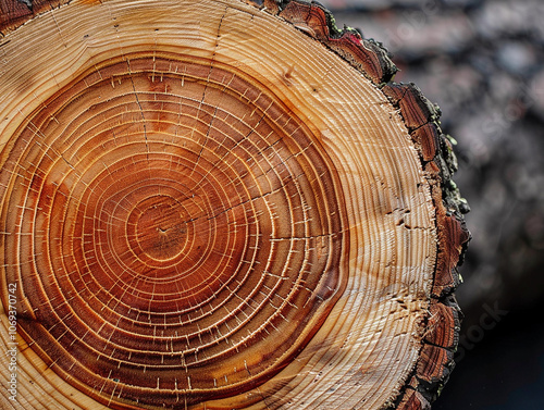 Cross-Section of Tree Trunk Showing Growth Rings