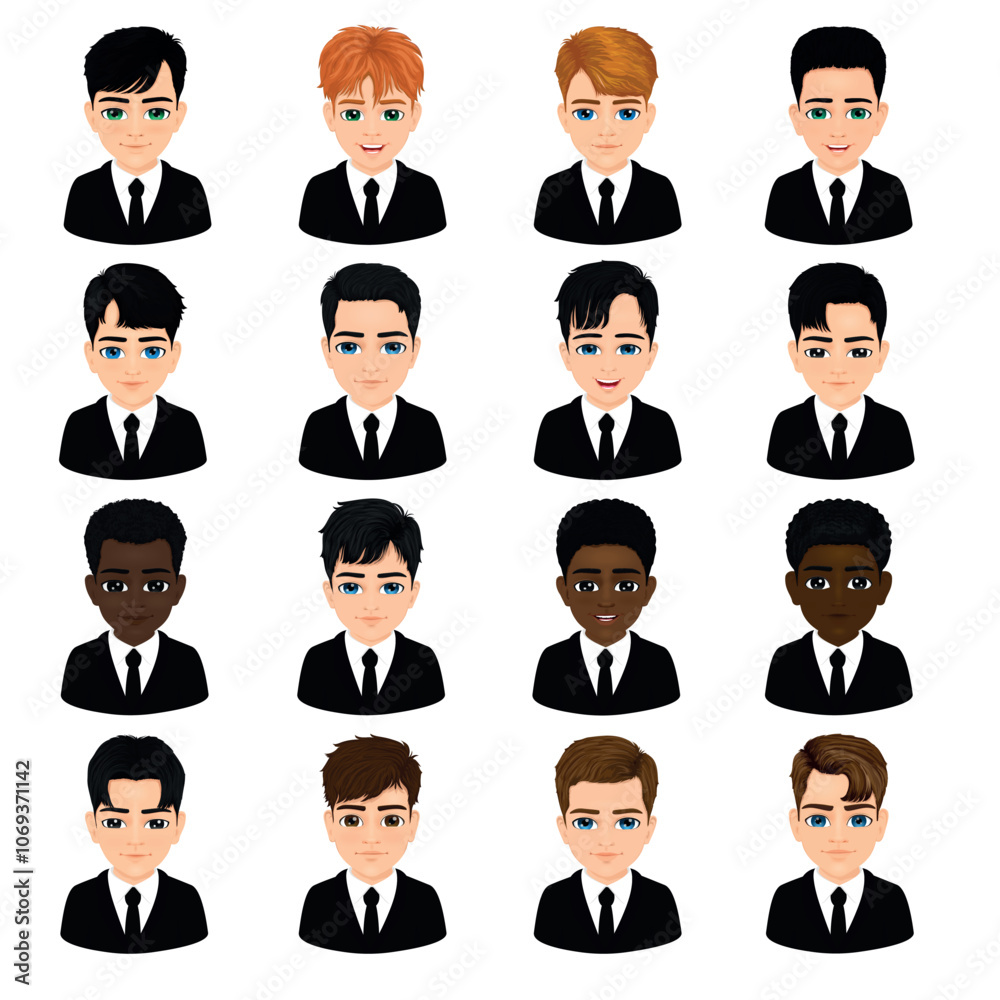 Portraits of multiracial children or adolescent students in suits Portraits of multiracial children or adolescent students in suits