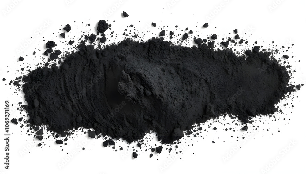 Fototapeta premium Activated charcoal powder isolated on white background isolated with white highlights, png