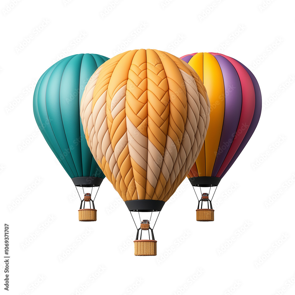 Fototapeta premium Colorful Hot Air Balloons Floating on Transparent Background
