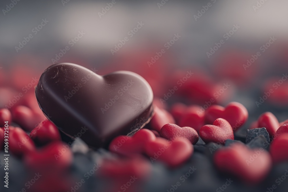 Obraz premium A sweet treat surrounded by tiny red hearts