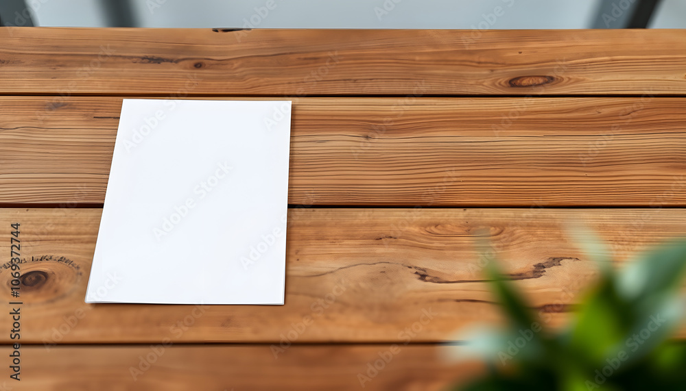 blank paper A4 flyer for mockup template design logo branding on wooden background isolated with white highlights, png blank paper A4 flyer for mockup template design logo branding on wooden background isolated with white highlights, png
