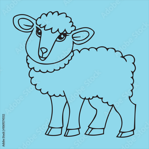 vector of sheep art. illustration of sheep, line drawing of a
sheep, sheep icon in sketch style.