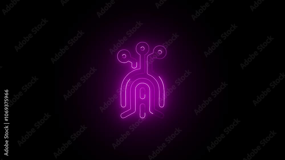 Glowing neon biometric security icon isolated on black background. HD Video motion graphic animation Glowing neon biometric security icon isolated on black background. HD Video motion graphic animation