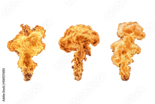 Multiple Flames in Mid-Air Isolated on Transparent photo