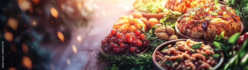 Delight in a Realistic Art Representation of a Thanksgiving Gathering Featuring Exquisite Dishes and Festive Decor Delight in a Realistic Art Representation of a Thanksgiving Gathering Featuring Exquisite Dishes and Festive Decor