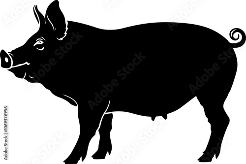 Silhouette Illustration of a Pig