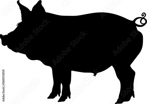 Silhouette Illustration of a Pig