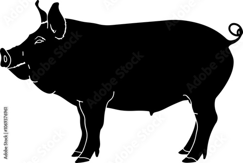 Silhouette Illustration of a Pig