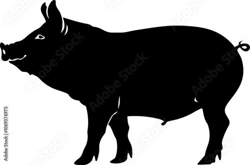 Silhouette Illustration of a Pig
