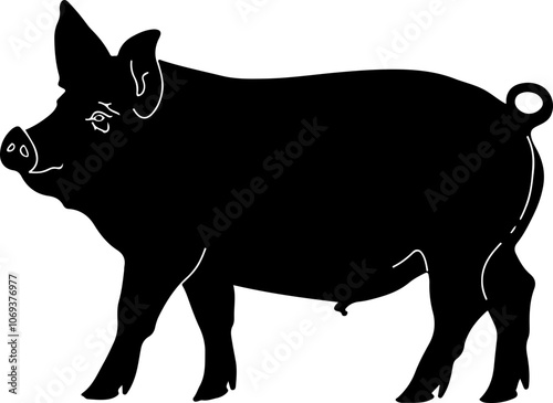 Silhouette Illustration of a Pig