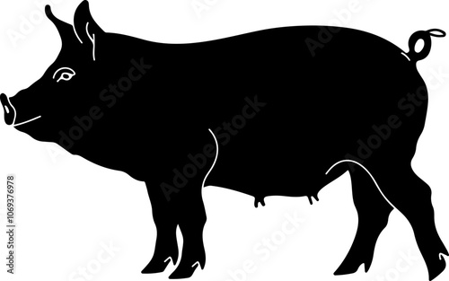 Silhouette Illustration of a Pig