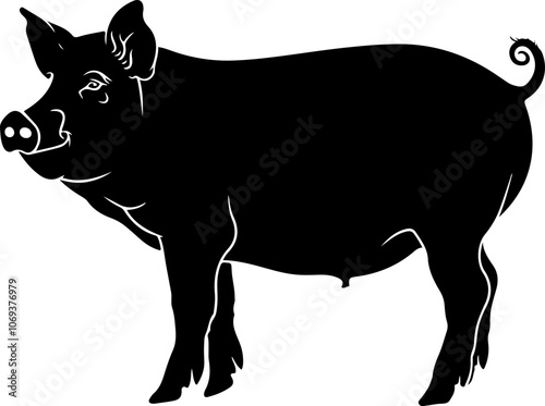 Silhouette Illustration of a Pig