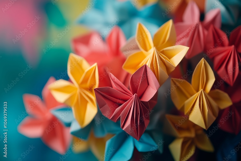 Obraz premium Vibrant origami hearts a diy guide to crafting handcrafted greetings with affection