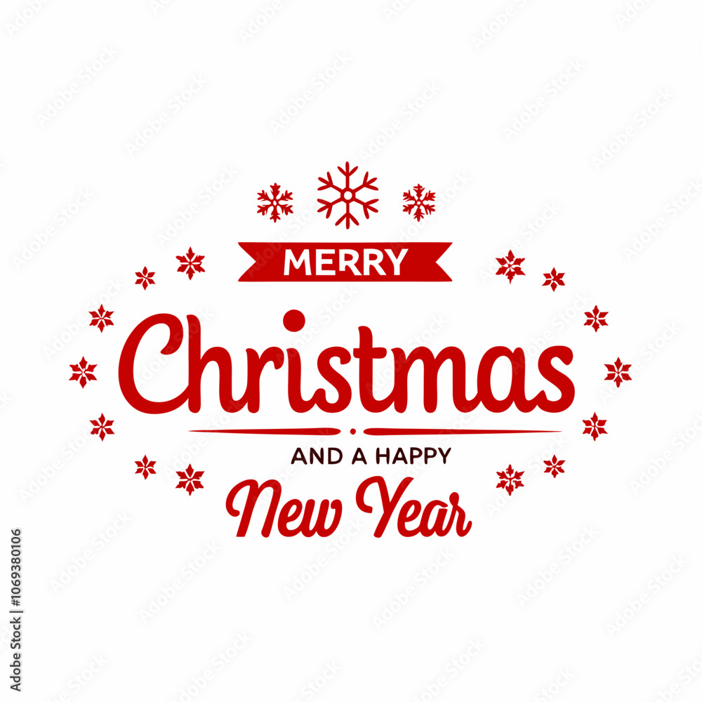Merry Christmas and a Happy New Year typography on white background Merry Christmas and a Happy New Year typography on white background