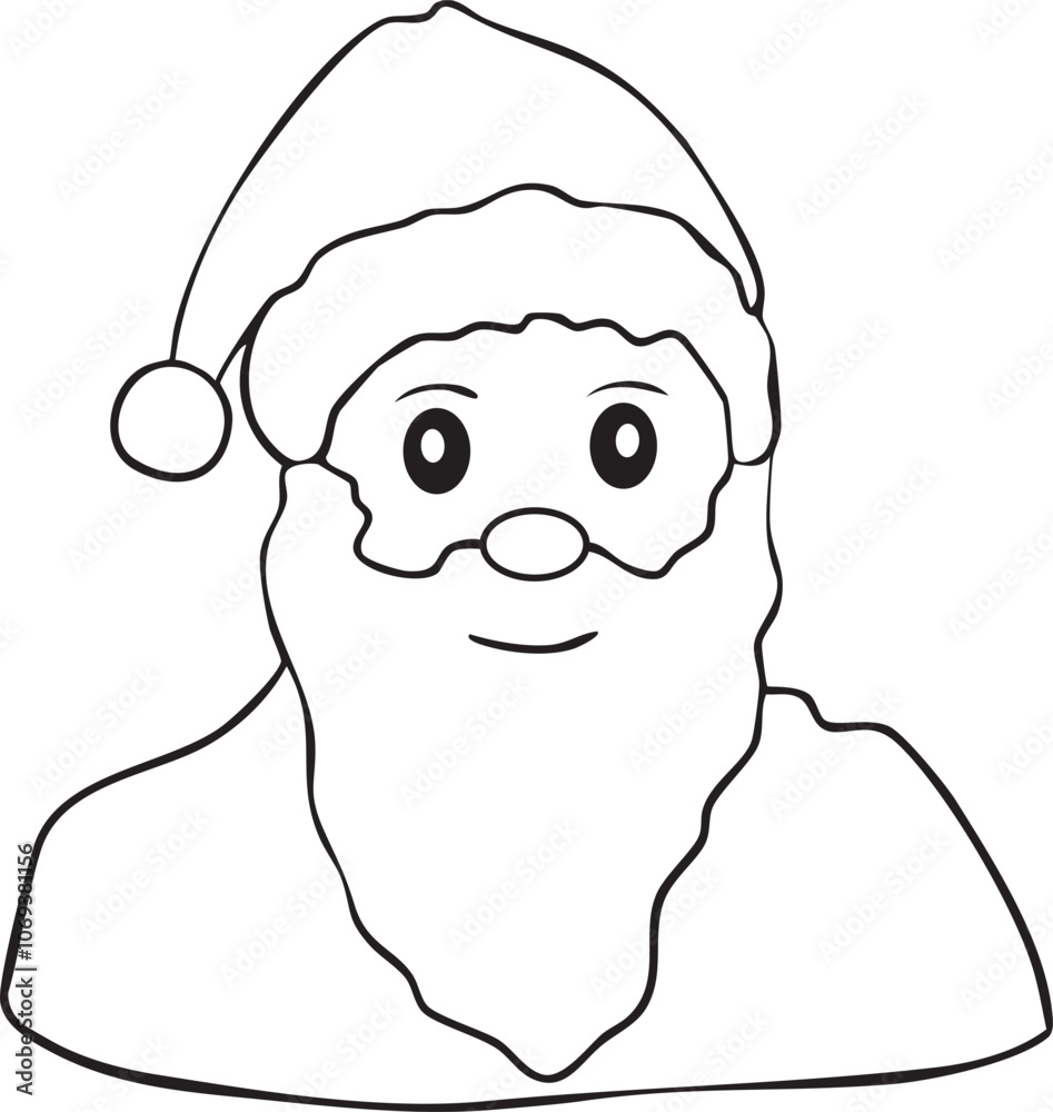 Santa Claus Christmas outline vector illustration Winter holidays Merry Christmas and New Year line art Minimalistic hand drawn cute style Santa Claus Christmas outline vector illustration Winter holidays Merry Christmas and New Year line art Minimalistic hand drawn cute style