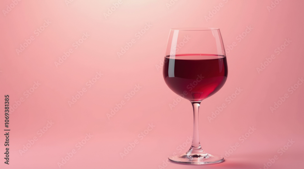 Elegant red wine glass on a pastel background for stylish events Elegant red wine glass on a pastel background for stylish events