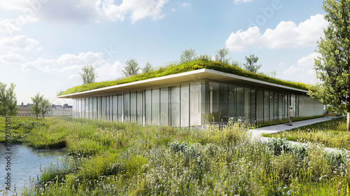 A green roof on an apartment building as a symbol of urban sustainability and climate-conscious architecture.