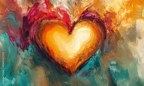 Abstract art. Colorful painting art of a heart shape. Forgiving love concept. Christian illustration.
