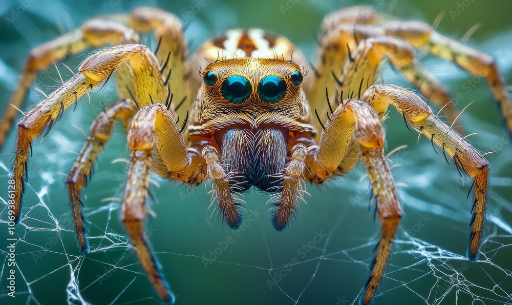 Close-Up of a Spider on its Web Close-Up of a Spider on its Web