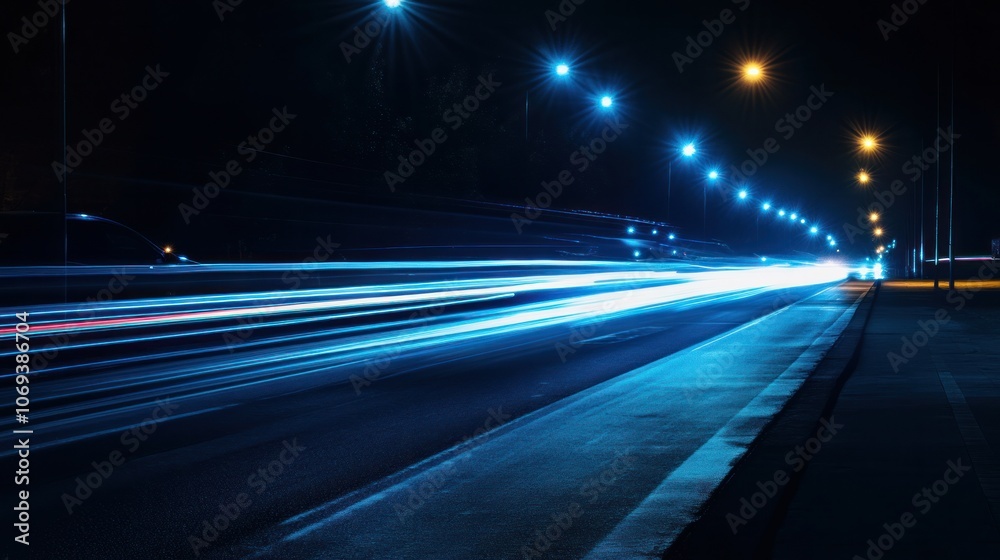 Night shot of car lights with long exposure.
Night shot of car lights with long exposure.