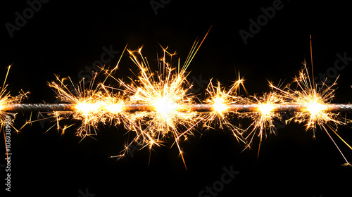 golden sparkler border on black background